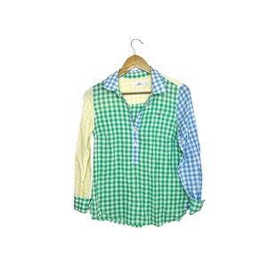 Vineyard Vines Multicolor Gingham Shirt 2 Popover Green Yellow Blue Coastal